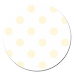 Polka Dots - Cornsilk Yellow on White Magnet 5  (Round)