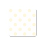 Polka Dots - Cornsilk Yellow on White Magnet (Square)