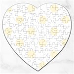 Polka Dots - Cornsilk Yellow on White Jigsaw Puzzle (Heart)
