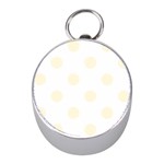 Polka Dots - Cornsilk Yellow on White Silver Compass (Mini)