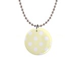 Polka Dots - White on Cream Yellow 1  Button Necklace