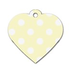 Polka Dots - White on Cream Yellow Dog Tag Heart (One Side)