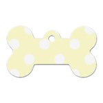 Polka Dots - White on Cream Yellow Dog Tag Bone (Two Sides)