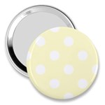 Polka Dots - White on Cream Yellow 3  Handbag Mirror