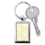 Polka Dots - White on Cream Yellow Key Chain (Rectangle)