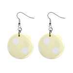 Polka Dots - White on Cream Yellow 1  Button Earrings