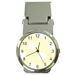 Polka Dots - White on Cream Yellow Money Clip Watch