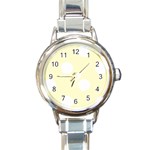 Polka Dots - White on Cream Yellow Round Italian Charm Watch