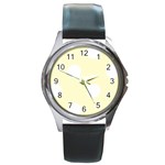 Polka Dots - White on Cream Yellow Round Metal Watch