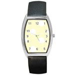 Polka Dots - White on Cream Yellow Barrel Style Metal Watch