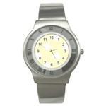 Polka Dots - White on Cream Yellow Stainless Steel Watch