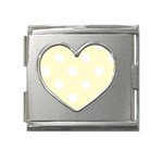 Polka Dots - White on Cream Yellow Mega Link Heart Italian Charm (18mm)
