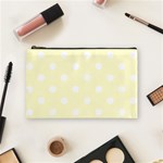 Polka Dots - White on Cream Yellow Cosmetic Bag (M)