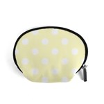 Polka Dots - White on Cream Yellow Accessory Pouch (Small)