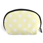 Polka Dots - White on Cream Yellow Accessory Pouch (Large)