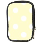 Polka Dots - White on Cream Yellow Compact Camera Leather Case