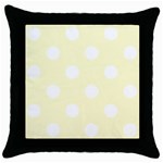 Polka Dots - White on Cream Yellow Throw Pillow Case (Black)