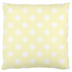Polka Dots - White on Cream Yellow Large Cushion Case (Two Sides)