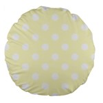 Polka Dots - White on Cream Yellow Large 18  Premium Round Cushion