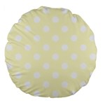Polka Dots - White on Cream Yellow Large 18  Premium Flano Round Cushion