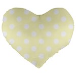 Polka Dots - White on Cream Yellow Large 19  Premium Heart Shape Cushion