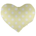 Polka Dots - White on Cream Yellow Large 19  Premium Flano Heart Shape Cushion
