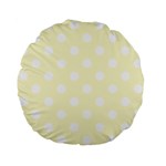Polka Dots - White on Cream Yellow Standard 15  Premium Flano Round Cushion