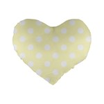 Polka Dots - White on Cream Yellow Standard 16  Premium Heart Shape Cushion