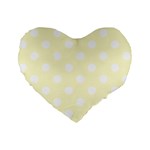 Polka Dots - White on Cream Yellow Standard 16  Premium Flano Heart Shape Cushion