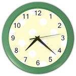 Polka Dots - White on Cream Yellow Color Wall Clock