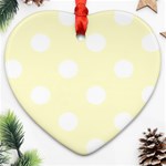 Polka Dots - White on Cream Yellow Ornament (Heart)