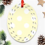Polka Dots - White on Cream Yellow Ornament (Bell) Ornament (Oval Filigree)