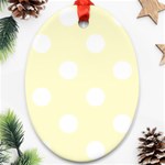 Polka Dots - White on Cream Yellow Ornament (Oval)