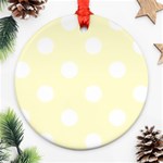 Polka Dots - White on Cream Yellow Round Ornament (Two Sides)