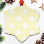 Polka Dots - White on Cream Yellow Ornament (Snowflake)