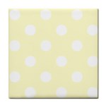 Polka Dots - White on Cream Yellow Tile Coaster
