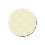 Polka Dots - White on Cream Yellow Rubber Round Coaster (4 pack)