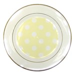 Polka Dots - White on Cream Yellow Porcelain Plate