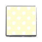 Polka Dots - White on Cream Yellow Memory Card Reader (Square)