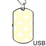 Polka Dots - White on Cream Yellow Dog Tag USB Flash (Two Sides)