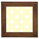 Polka Dots - White on Cream Yellow Framed Tile