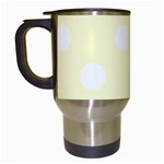 Polka Dots - White on Cream Yellow Travel Mug (White)