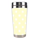 Polka Dots - White on Cream Yellow Stainless Steel Travel Tumbler