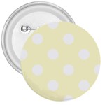 Polka Dots - White on Cream Yellow 3  Button