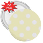 Polka Dots - White on Cream Yellow 3  Button (100 pack)