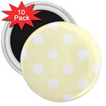 Polka Dots - White on Cream Yellow 3  Magnet (10 pack)