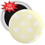 Polka Dots - White on Cream Yellow 3  Magnet (100 pack)