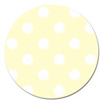 Polka Dots - White on Cream Yellow Magnet 5  (Round)