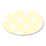 Polka Dots - White on Cream Yellow Magnet (Oval)