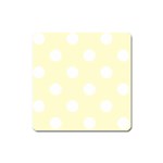 Polka Dots - White on Cream Yellow Magnet (Square)